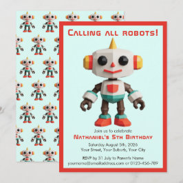 Convite Aniversário Infantil Robô Divertido Fofo