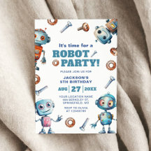 Aniversário Infantil Robô Fofo Aquarela