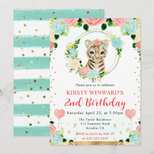 Convite Aniversário Infantil Tigre da Selva Fofo Aquarela
