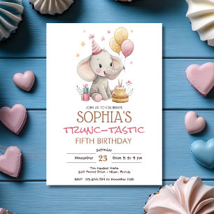 Convite Aniversário infantil trunc-tástico de elefante