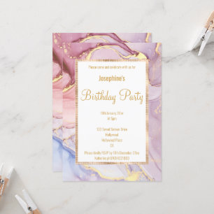 CONVITE ANIVERSÁRIO INSPIRADO EM MARBLE CHAMPAGNE