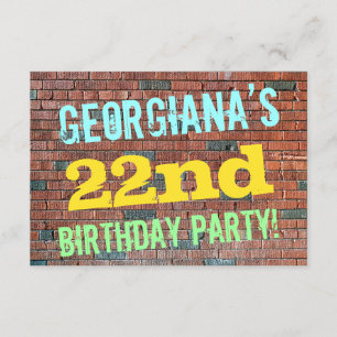 Convite Aniversário inspirado grafites da parede de tijol