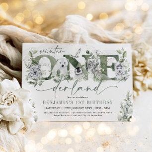 Convite Aniversário Inverno ONEdeland Animais Árticos Folh
