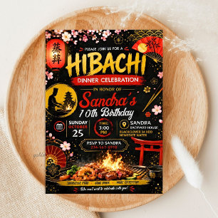 Convite Aniversário Japonês Hibachi - Tema Churrasco