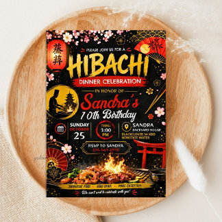 Convite Aniversário Japonês Hibachi - Tema Churrasco