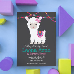 Convite Aniversário Llama Alpaca