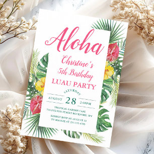 Convite Aniversário Luau Floral Tropical Aloha