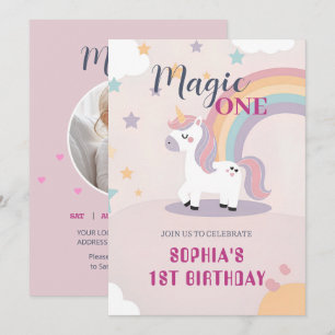 Convite Aniversário Mágico de 1 ano do Unicórnio