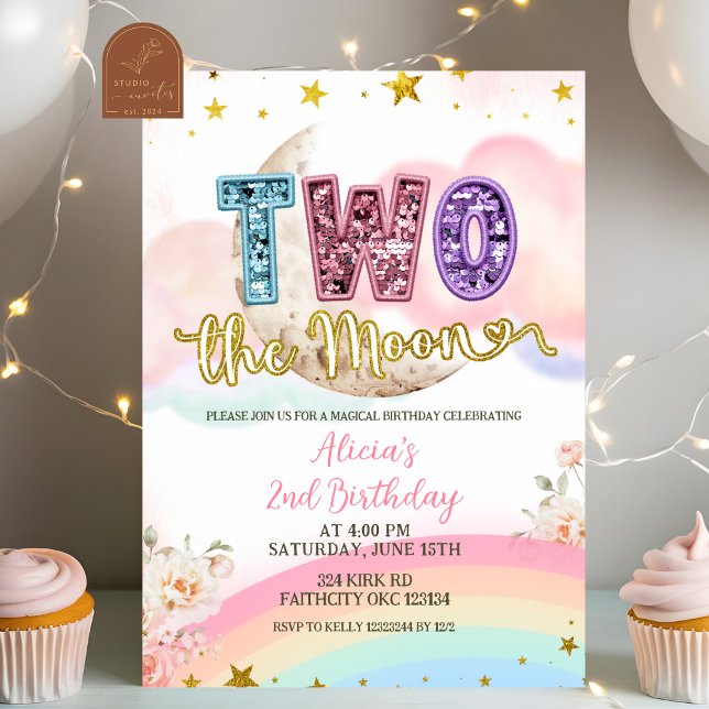 Convite Aniversário Mágico Pastel Dois à Lua (Criador carregado)