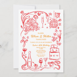 Convite Aniversário Mais Quente e Mais Quente Desenhado à 