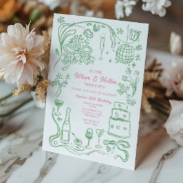 Convite Aniversário Mais Quente e Mais Quente Desenhado à 