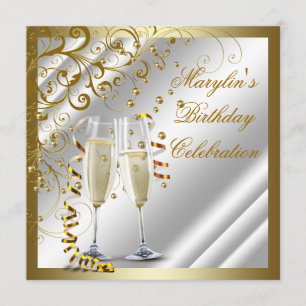 Convite Aniversário Marfim e Dourado