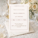 Convite Aniversário marfim simples atemporal<br><div class="desc">Celebre um marco importante com estilo com este convite de aniversário elegante em marfim suave. Projetado para uma celebração sofisticada e memorável,  este convite apresenta um layout limpo e moderno e um toque atemporal.</div>