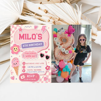 Convite Aniversário Menina Rosa Retrô