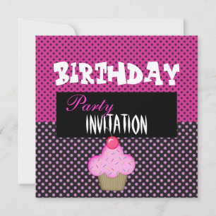 Convite Aniversário Meninas Cupcake Rosa Pontinho