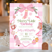 Aniversário Merry Little Natal Caprichoso Rosa