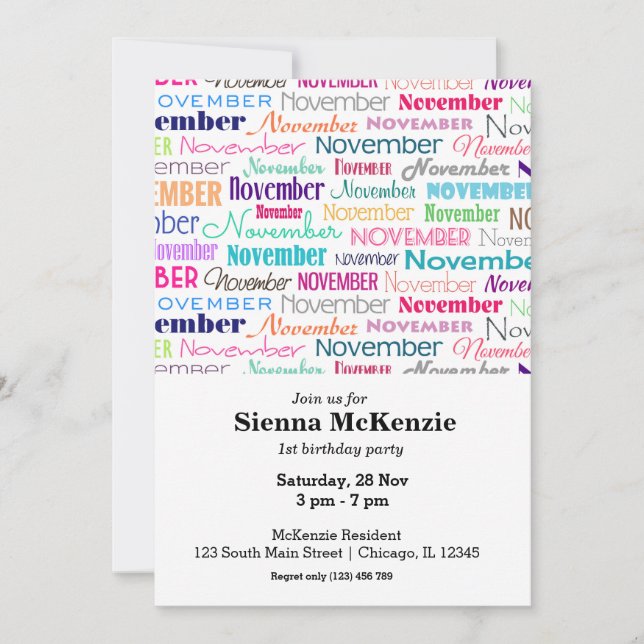 Convite Aniversário mês de novembro (Frente)