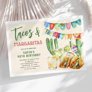 Convite Aniversário Mexicano Adulto com Tacos e Margaritas
