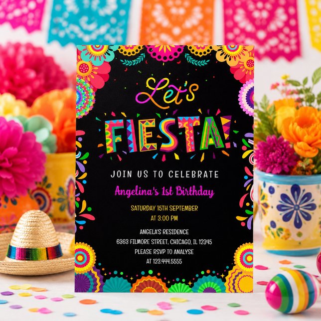 Convite Aniversário Mexicano Colorido Fiesta (Criador carregado)