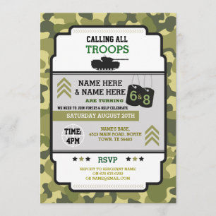 Convite Aniversário Militar Comum Dois Tanque Partilhado C