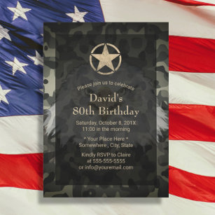 Convite Aniversário Militar Veterano da Dourada Star Eagle
