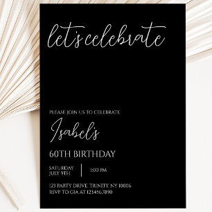 Convite Aniversário Minimalista Preto