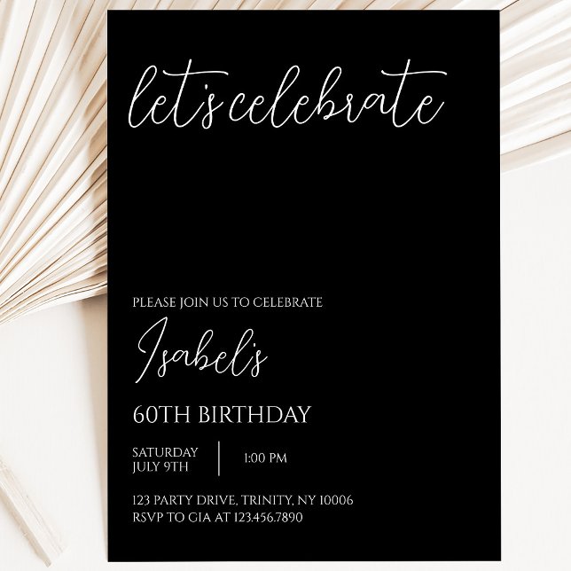 Convite Aniversário Minimalista Preto (Criador carregado)