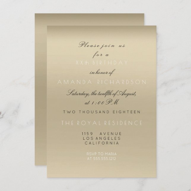 Convite Aniversário mínimo do Chá de panela de Ivory Beige (Frente/Verso)