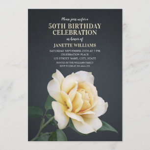 Convite Aniversário Moderno da Rústica Floral Amarela Rosa