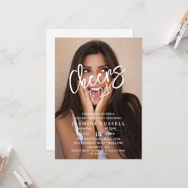 Convite Aniversário Moderno De 21 ruas Para Ela (Frente/Verso In Situ)