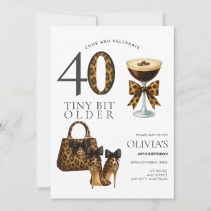 Convite Aniversário Moderno de 40 anos, Estampa de Leopard
