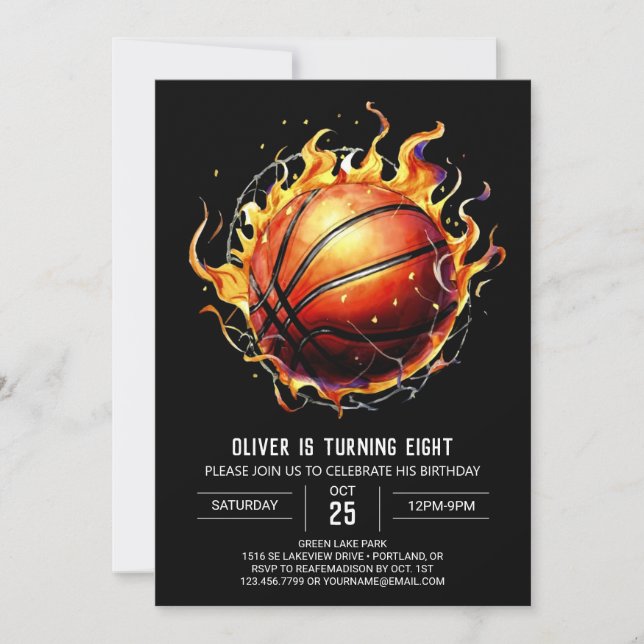 Convite Aniversário moderno de basquetebol desportivo (Frente)