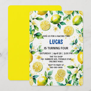 Convite Aniversário moderno de limão amarelo-claro