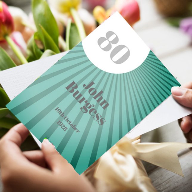 Convite Aniversário Moderno do Homem Azul de 80 Birthday (Criador carregado)