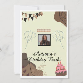 Convite Aniversário moderno e marrom estético