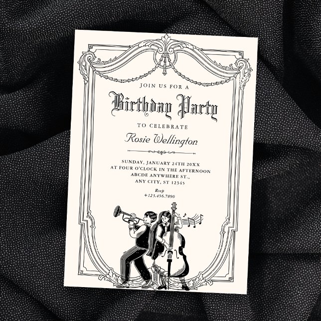 Convite Aniversário musical retrô (Criador carregado)