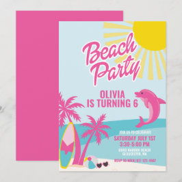 Convite Aniversário na praia Pink Malibu