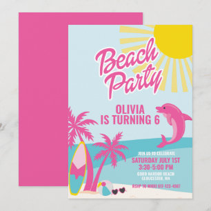 Convite Aniversário na praia Pink Malibu