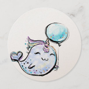 Convite Aniversário Narwhal