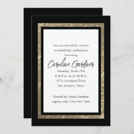 Convite Aniversário Negro e Dourado