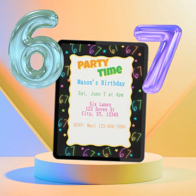 Convite Aniversário Neon Seis Sete (Criador carregado)