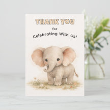 Aniversário Neutro de Elefante de Safari em Aquare