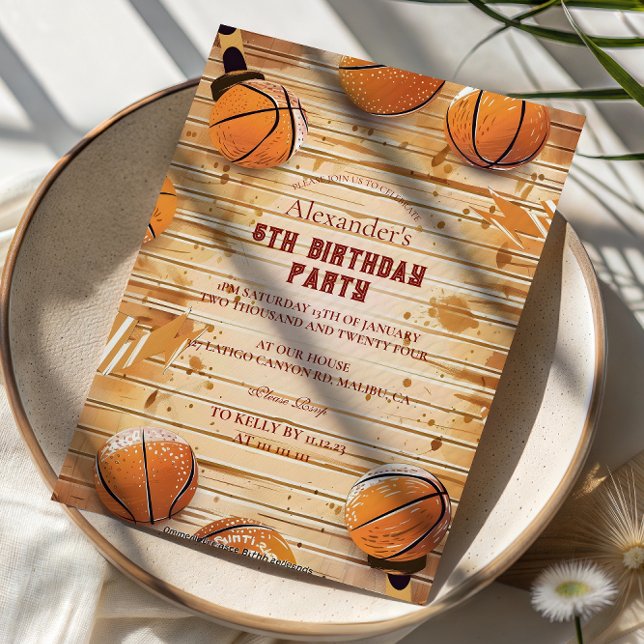 Convite Aniversário no Campo de Basquete Retrô (Criador carregado)
