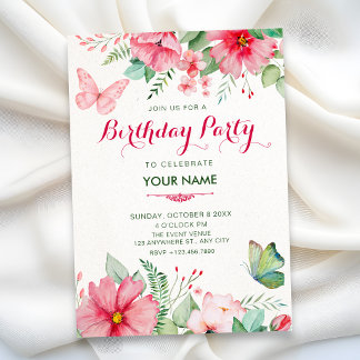 Convite aniversário no jardim floral