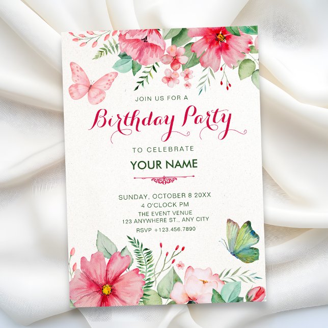Convite aniversário no jardim floral (Criador carregado)