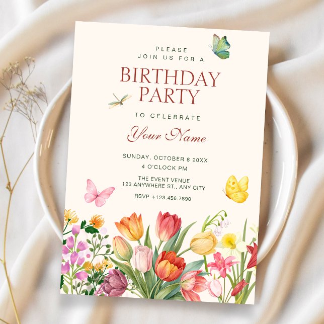 Convite aniversário no jardim floral (Criador carregado)