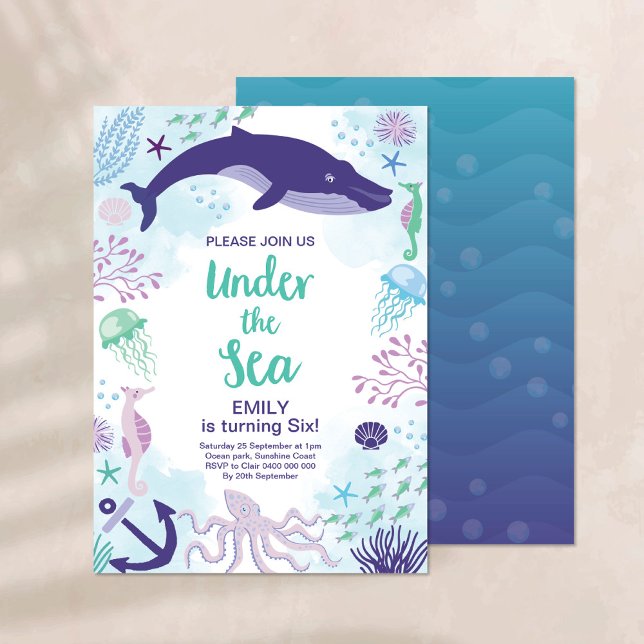 Convite Aniversário Oceano Sob O Mar (Criador carregado)