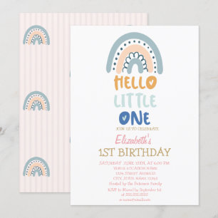 Convite Aniversário Olá Pequeno(a) Listras de Arco-íris Pa