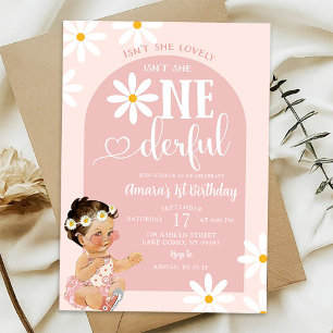 Convite Aniversário Onederful Menina Mexicana Boho Rosa
