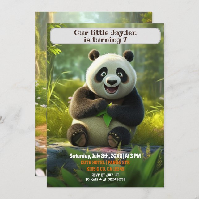 Convite Aniversário Panda Personalizada Crianças Nome Idad (Frente/Verso)